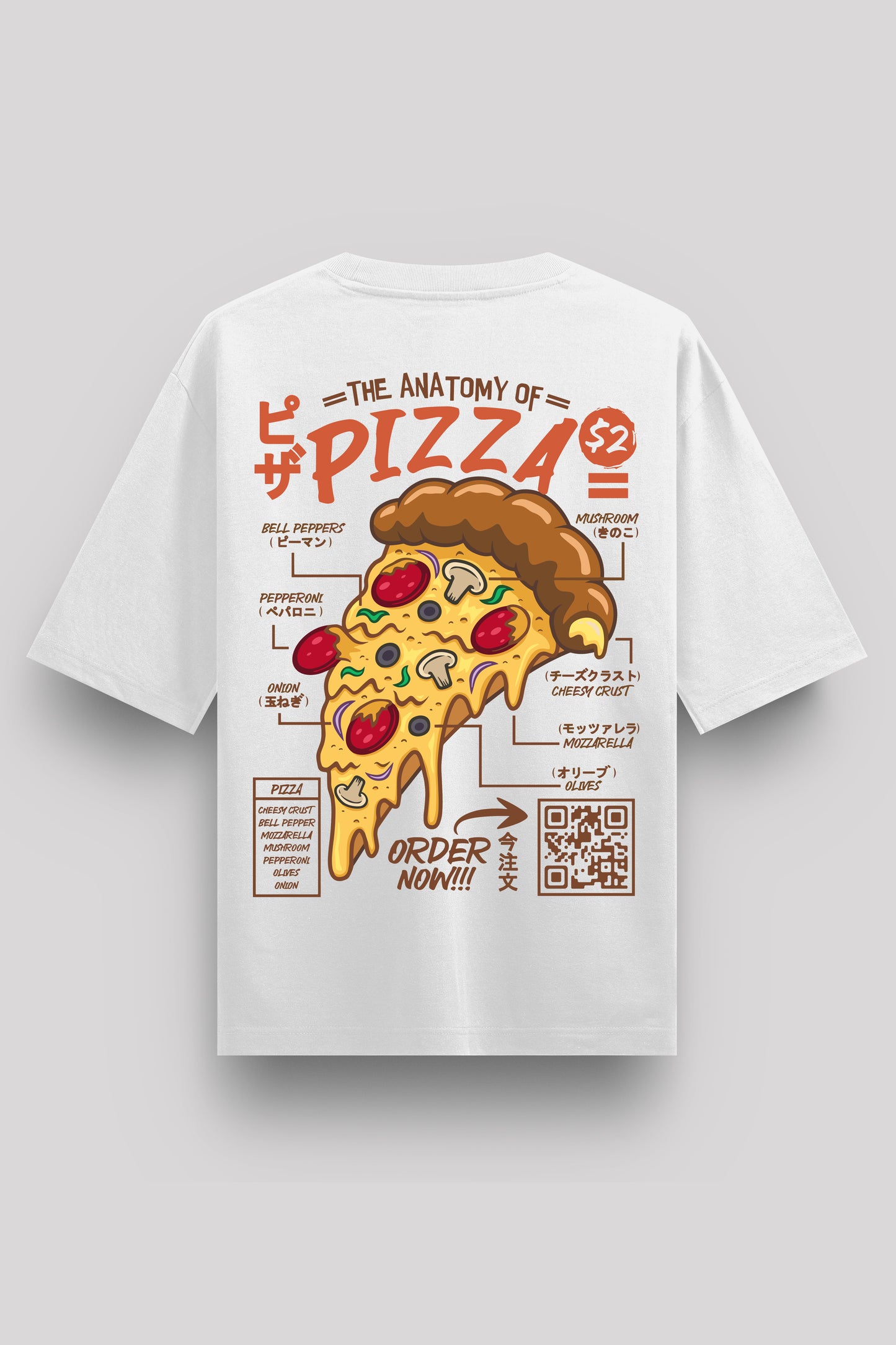 Anatomy of Pizza Oversize T-Shirt